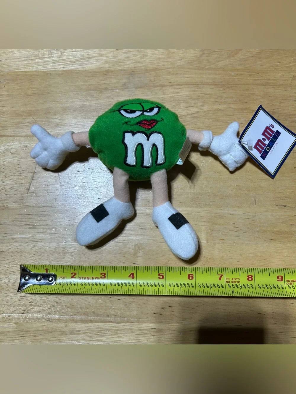 M&M's World Las Vegas Green Candy Plush Bean Bag Toy Mars Characters 5” NEW